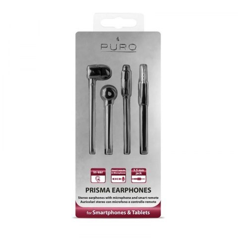 PURO Prisma Earphones - Słuchawki z płaskim kablem z mikrofonem i pilotem (czarny) PURO Prisma Earphones - Słuchawki z płaskim kablem z mikrofonem i pilotem (czarny)