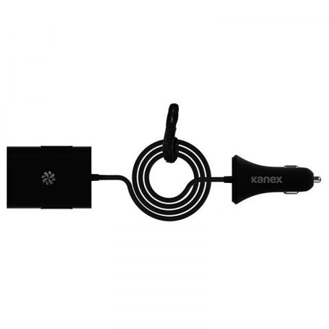 Kanex GoPower Sharable Car Charger - Ładowarka samochodowa 2 x USB, 2.4 A + HUB 2 x USB, 2.4 A, 2 m (Black)