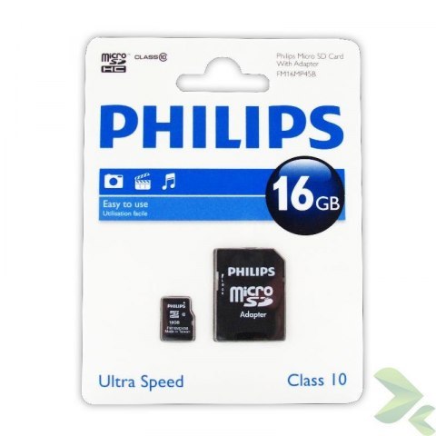 Philips Karta Pamięci Micro SDHC 16GB Class 10 + Adapter Philips Karta Pamięci Micro SDHC 16GB Class 10 + Adapter