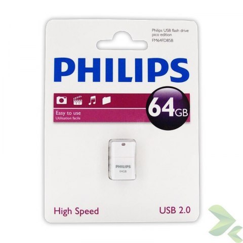 Philips Pendrive USB 2.0 64GB - Pico Edition (fioletowy)
